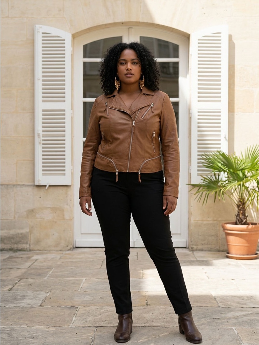 Blank NYC Brown Leather Moto Jacket